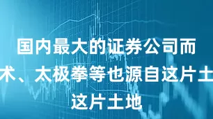 国内最大的证券公司而武术、太极拳等也源自这片土地